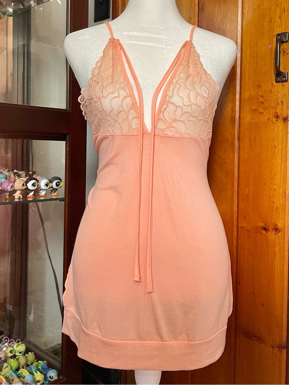 Maurices Peach Lace Cami Top Tie Front Detail Size S-M